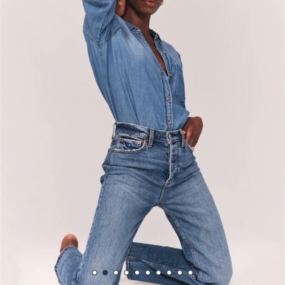 A&F Vintage Stretch Denim High Rise Dad Jeans “27 Long” - Picture 10 of 10